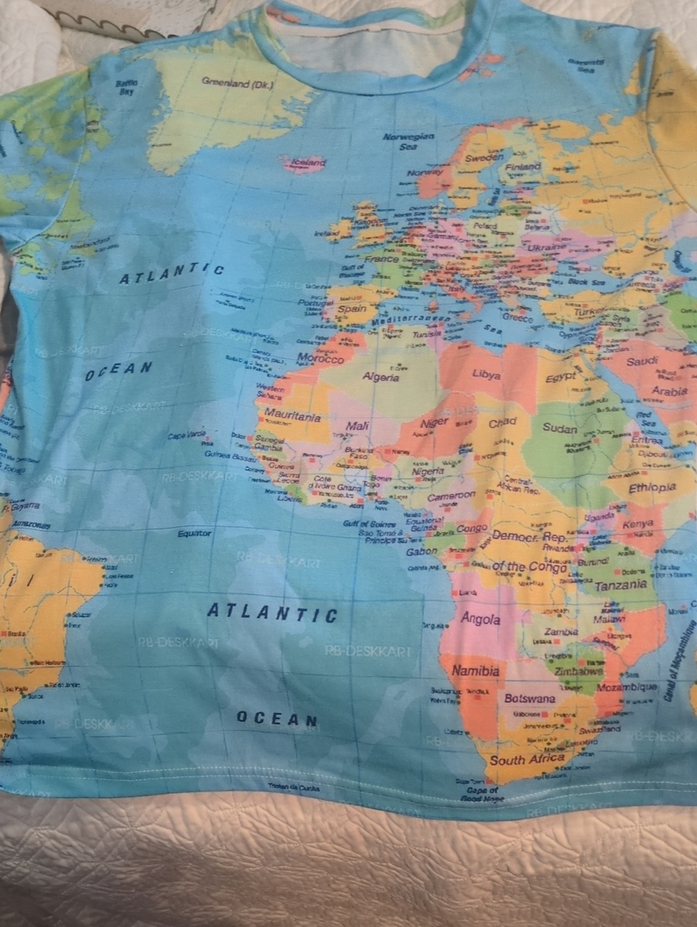 Source Unknown Blue Map-Print Short Sleeve Tee